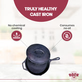 ROCK TAWA PAN 10.5 INCH/2 LITRES WITH LID PRE-SEASONED CAST IRON SKILLET