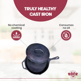 ROCK TAWA PAN 10.5 INCH/2 LITRES WITH LID PRE-SEASONED CAST IRON SKILLET