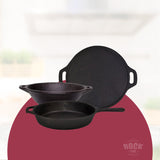 COMBO OFFER - 10.5 INCH PAN/2 LITRES + 9 INCH KADAI/1.5 LITRE + 12 INCH DOSA TAWA