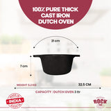 ROCK TAWA CAST IRON COMBO 3 LRTS DUTCH OVEN / 8 INCH/1.1 LITRE PAN PRE-SEASONED