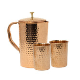 ROCK TAWA COPPER JUG 1.5LTRS WITH TUMBLER/GLASS-2 NOS