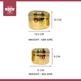 ROCK TAWA BRASS TIFFIN BOX SET OF 2 SMALL, MEDIUM- ROUND SHAPE