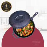 ROCK TAWA PAN 10.5 INCH/2 LITRES WITH LID PRE-SEASONED CAST IRON SKILLET