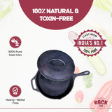 ROCK TAWA PAN 8 INCH/1.1 LITRE WITH LID PRE-SEASONED CAST IRON SKILLET