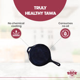 ROCK TAWA DOSA TAWA 10 INCH WITH HANDEL PRE-SEASONED CAST IRON SKILLET
