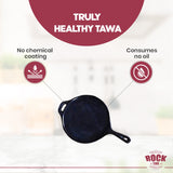 ROCK TAWA DOSA TAWA 10 INCH WITH HANDEL PRE-SEASONED CAST IRON SKILLET