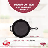 ROCK TAWA PAN 12 INCH PRE-SEASONED CAST IRON SKILLET