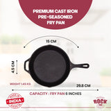 ROCK TAWA CAST IRON PAN 6/0.6 LITRE IN PRE-SEASONED CAST IRON SKILLET