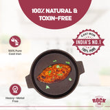 ROCK TAWA SHALLOW FRY / FISH FRY / OMELET PAN 8 /0.75 LITRE IN PRE-SEASONED CAST IRON SKILLET