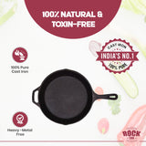 ROCK TAWA FRIYING PAN 8 INCH/1.1 LITRE PRE-SEASONED CAST IRON SKILLET