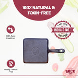 ROCK TAWA SQUARE FRYING PAN 5.50/0.5 LITRE IN PRE-SEASONED CAST IRON SKILLET