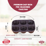 ROCK TAWA 6CV CUP CAKE MOULD PAN PRE-SEASONED CAST IRON SKILLET