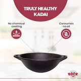 ROCK TAWA 9 INCH KADHAI/ 2 LITRE (PRE-SEASONED CAST IRON) KADHAI