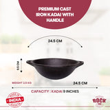 ROCK TAWA 9 INCH KADHAI/ 2 LITRE (PRE-SEASONED CAST IRON) KADHAI