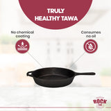 ROCK TAWA FRIYING PAN 8 INCH/1.1 LITRE PRE-SEASONED CAST IRON SKILLET