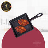 ROCK TAWA SQUARE FRYING PAN 5.50/0.5 LITRE IN PRE-SEASONED CAST IRON SKILLET