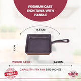 ROCK TAWA SQUARE FRYING PAN 5.50/0.5 LITRE IN PRE-SEASONED CAST IRON SKILLET