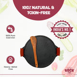 ROCK TAWA DOSA TAWA 12 INCH PRE-SEASONED CAST IRON SKILLET WITH SILICON GRIP