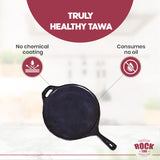 ROCK TAWA CAST IRON DOSA TAWA 12 INCH WITH HANDEL PRE-SEASONED CAST IRON SKILLET