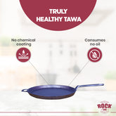 ROCK TAWA PRE-SEASONED CAST IRON FLAT DOSA/ROTTI/CHAPATTI TAWA PAN WITH HANDLE 11.4 INCH