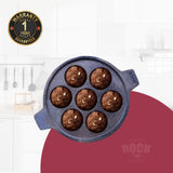 ROCK TAWA 7 CAVITIES PANIYARAKKAL/KUZHI PANIYARAM/APPAM PATRA/PADDU TAWA (PRE-SEASONED CAST IRON)