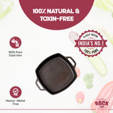 ROCK TAWA SQUARE PAN LOOP HANDEL 10.5 INCH/0.5 LITRE PRE-SEASONED CAST IRON SKILLET