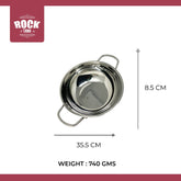 ROCK TAWA STAINLESS STEEL KADHAI/KADAI| 2500ML