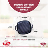 ROCK TAWA GRILL PAN LOOP HANDEL 10.5/2 LITRES INCH PRE-SEASONED CAST IRON SKILLET
