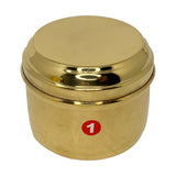 ROCK TAWA BRASS TIFFIN BOX SET OF 2 SMALL, MEDIUM- ROUND SHAPE