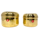 ROCK TAWA BRASS TIFFIN BOX SET OF 2 SMALL, MEDIUM- ROUND SHAPE