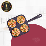 ROCK TAWA 4CV MINI UTTAPAM PAN /OMELETTE PAN/PANCAKE PAN 7.5INCH/1ML SQUARE PRE SEASONED CAST IRON SKILLET