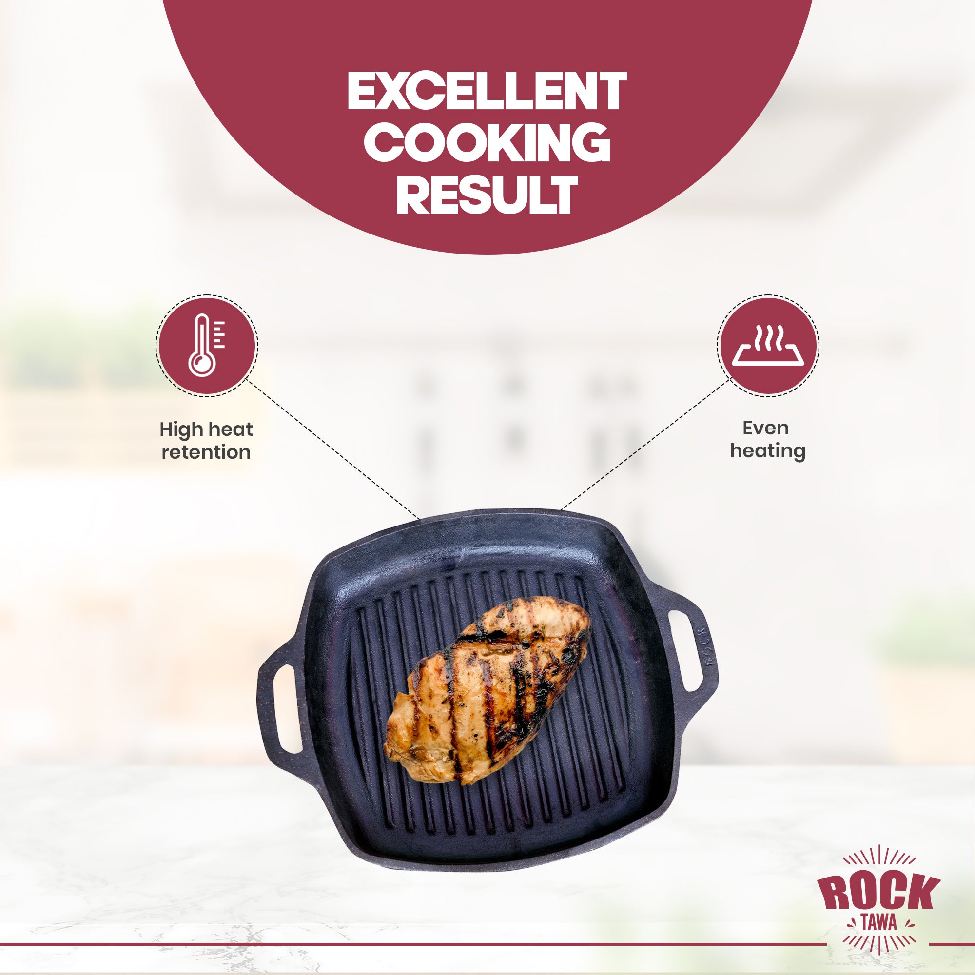 ROCK TAWA GRILL PAN LOOP HANDEL LITRES INCH PRE-SEASONED