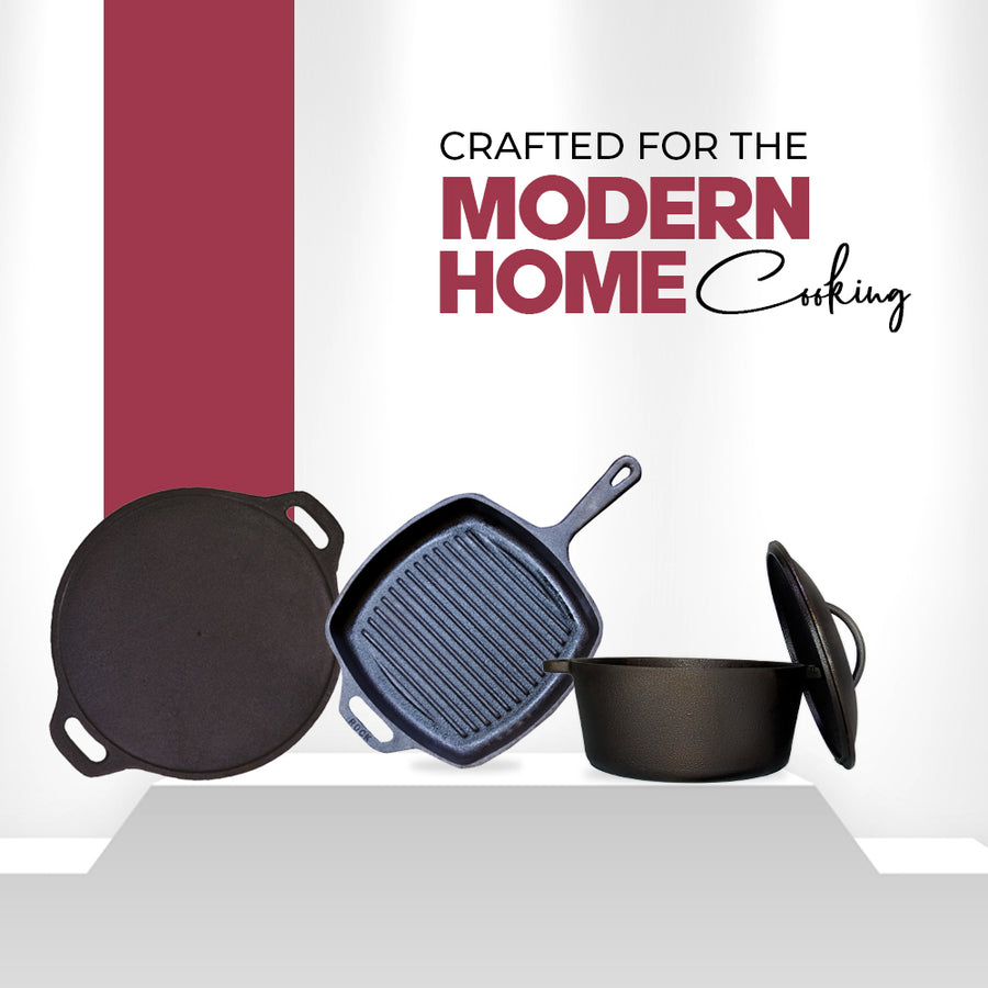 Rock Tawa cast-iron dosa tawa, grill pan and Dutch oven