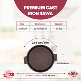 ROCK TAWA SHALLOW FRY / FISH FRY / OMELET PAN 8 /0.75 LITRE IN PRE-SEASONED CAST IRON SKILLET