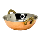 ROCK TAWA COPPER HAMMERED KADHAI WITH STAINLESS STEEL INSIDE 8" INCHES