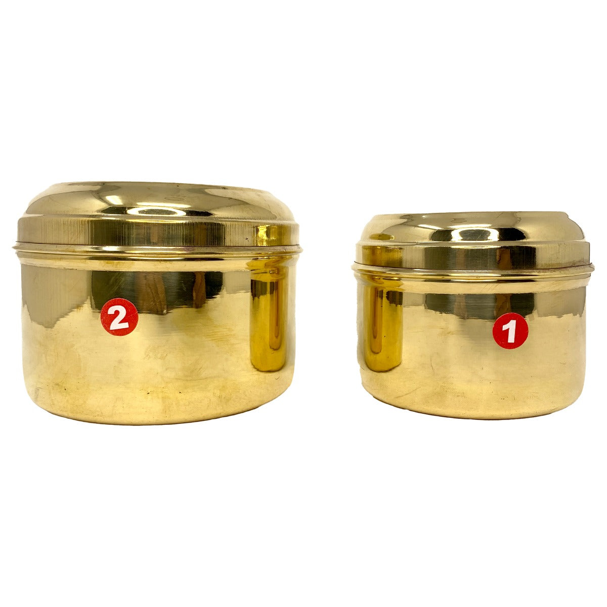 Rock Tawa Brass Tiffin Box Set of 2 Small, Medium- Round Shape