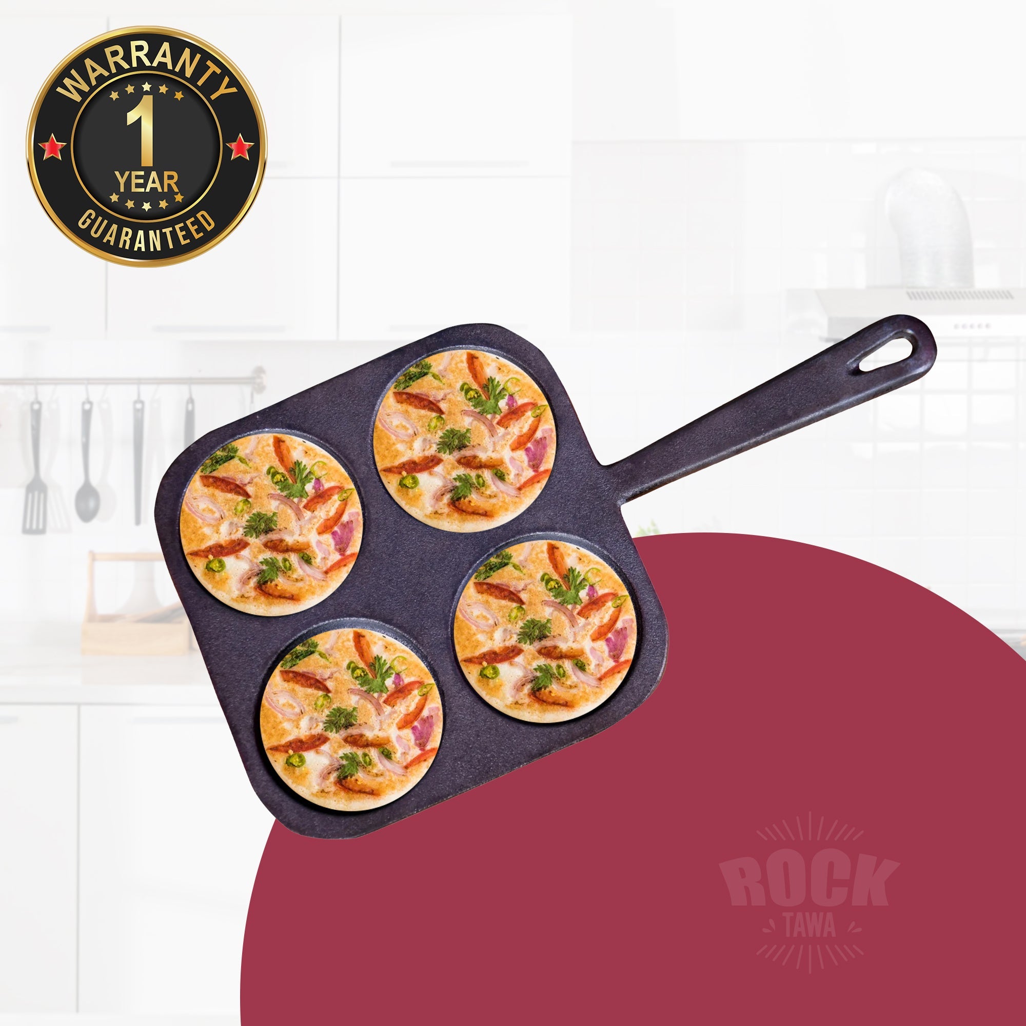 ROCK TAWA 4CV MINI UTTAPAM PAN /OMELETTE PAN/PANCAKE PAN